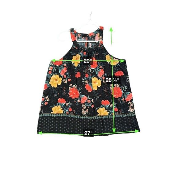 Torrid Goddess Floral Textured Stretch Rayon Tank Women's 1/14-16 Black Multi - Picture 8 of 8